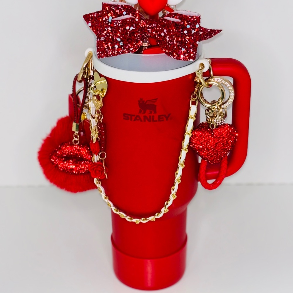 “Rue” Stanley Red Glitter Tumbler and Accessories